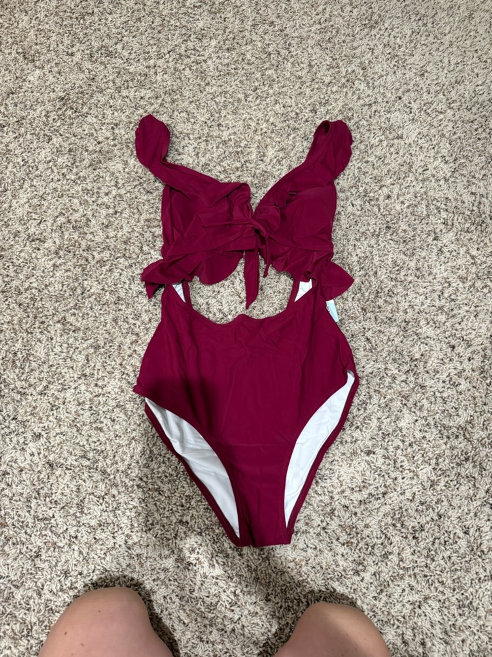 Nwt Magenta One-Piece Ruffle Tie-Front Swimsuit